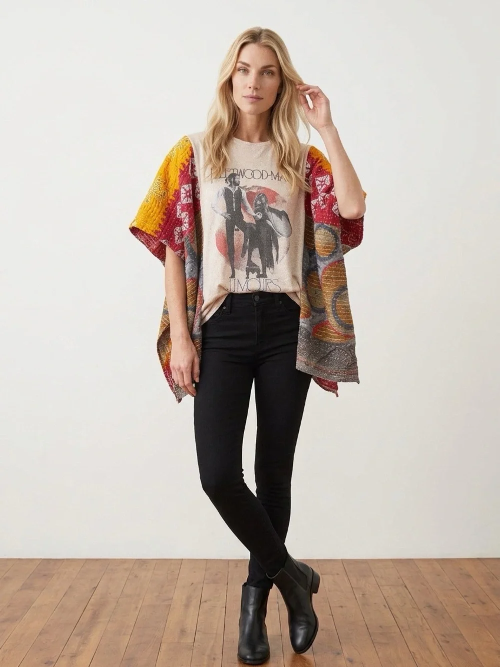 Handcrafted Upcycled FLEETWOOD MAC Kantha Tunic NWT One Size - Picture 3 of 12